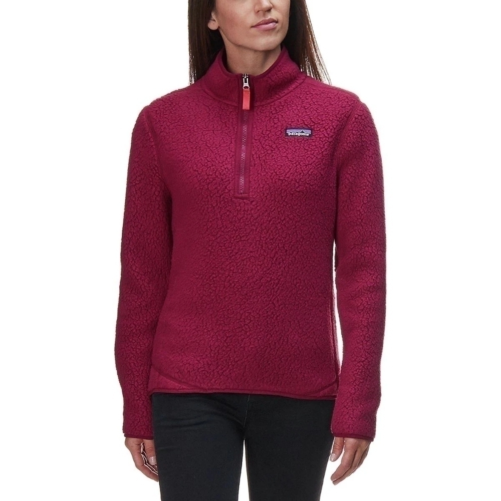 Patagonia Red Quarter Zip High Neck Cozy Teddy Sherpa Fleece Jacket Warm Outdoor